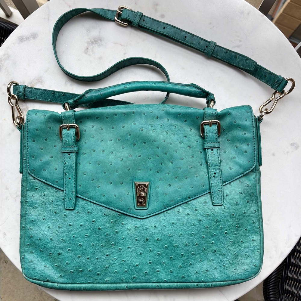 Faux Teal Ostrich Briefcase!